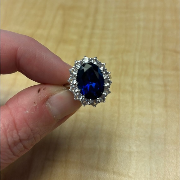 SOLD $208 Lab Created Blue & White Sapphire Ring .925 Sterling Silver - Picture 5 of 6